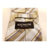 Baumler Designer Silk Tie Blue & Cream Stripes