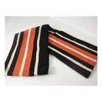 Banana Republic Black Wool College Style Scarf with Orange and Cream Stripe