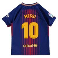 Barcelona Home Stadium Shirt 2017-18 - Kids with Messi 10 printing, Red/Blue