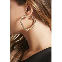 bamboo texture heart hoop earrings