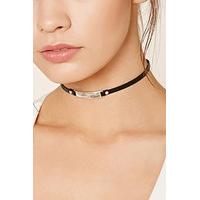 bar charm faux leather choker