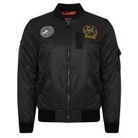 Basnett Bomber Jacket with Patches In Black  Tokyo Laundry