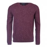 Barbour Essential Cable Crew Neck Jumper, Merlot, M