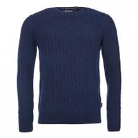 Barbour Essential Cable Crew Neck Jumper, Navy, S