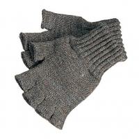 Barbour Knitted Lambswool Fingerless Gloves, Green, Medium
