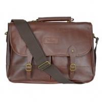Barbour Leather Briefcase, Dark Brown, One Size