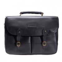 Barbour Leather Briefcase, Black, One Size