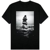 Balancing Rocks on Beach Black White Photo