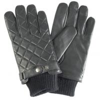 barbour quilted leather glove black medium