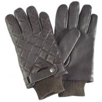 Barbour Quilted Leather Glove, Brown, XL