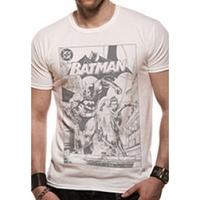 Batman B & W Comics Unisex White T-Shirt Large