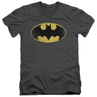 batman distressed shield v neck