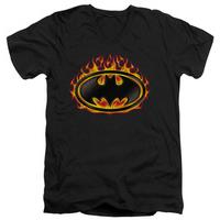 batman bat flames shield v neck