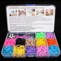 BaoGuangRainbow Color Loom Bands Set(1Pak Clips, 1Hook, 1 Looms, 3pcs Pendant, 1Box)