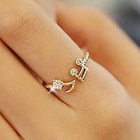 Band Rings Simulated Diamond Alloy Music Notes Love Silver Golden Jewelry Daily 1pc