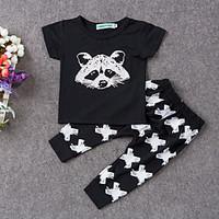 baby casualdaily print clothing set cotton summer black