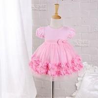 Baby Casual/Daily Solid Dress Cotton Nylon Summer Pink Rose Dress