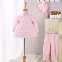 Baby Casual/Daily Solid Clothing SetLace Bow Winter Spring Fall 4-pc Set