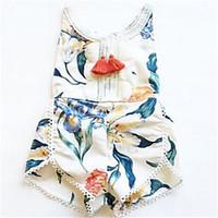 Baby Casual/Daily Print One-Pieces, Cotton Fall Sleeveless