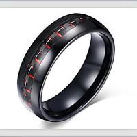 Band Rings, Jewelry Tungsten Steel Fashionable Daily / Casual Black / Red 1pc, 7 / 8 / 9 / 10 / 11 / 12 Men