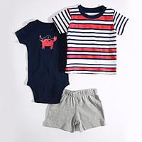 baby casualdaily striped color block clothing set stripes summer