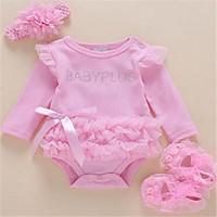 Baby Casual/Daily Solid One-Pieces, Cotton Spring Summer Long Sleeve