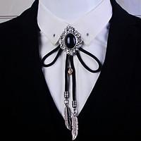 Baroque pattern Bolo Tie Western Cowboy Artificial Black Onyx Men Necktie