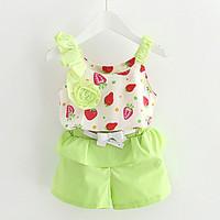 baby casualdaily solid clothing set cotton polyester summer green red