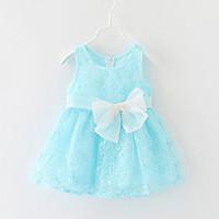 baby casualdaily solid dress cotton polyester summer blue pink purple  ...