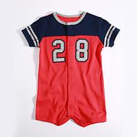 Baby Casual/Daily Color Block One-Pieces, Cotton Summer Short Sleeve