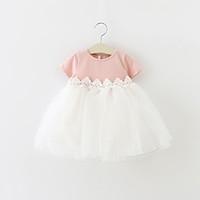 baby partycocktail solid dress cotton polyester summer green pink