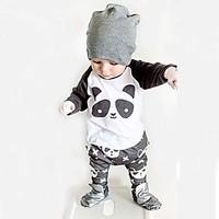 Baby Fashionable And Lovely Cotton Cartoon Characters Round Collar Shirt Pants Two-Piece Outfit