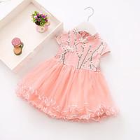 Baby Casual/Daily Beach Holiday Solid Dress, Cotton All Seasons-