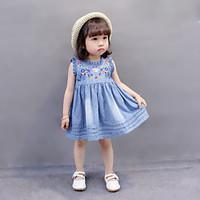 Baby Casual/Daily Beach Holiday Solid Dress, Cotton All Seasons-