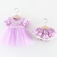 baby casualdaily beach holiday solid dress cotton all seasons 