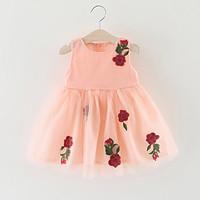 Baby Casual/Daily Beach Holiday Solid Dress, Cotton All Seasons-