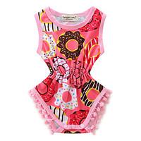 Baby Floral Spot One-PiecesCotton Summer Sleeveless Piecemeal Girls Cotton Rompers Headband Set