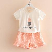 Baby Ice Cream Suit Top T-shirt Short Set New Summer 2017 Children\'s Wear Cotton Dot Two-Piece of The Girls