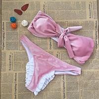 Bandeau Bikini, Solid Spandex