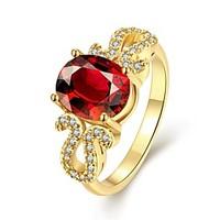 band rings gemstone gold plated oval fashion elegant red jewelry weddi ...