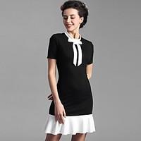 baoyan womens round neck short sleeve midi dress 160178