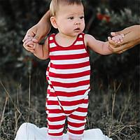 Baby Fashion Stripe One-Pieces Cotton Summer Sleeveless Piecemeal Rompers Kids lothes