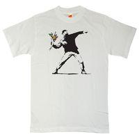 banksy t shirt throwing flowers