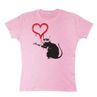 Banksy Womens T Shirt - Love Rat