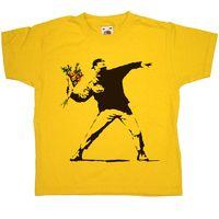 banksy kids t shirt throwing flowers