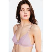 Basic Ribbed Knit Triangle Bra, PURPLE