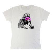 Banksy Womens T Shirt - Gorilla With Mask