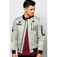 Badged & Zipped MA1 Bomber - silver