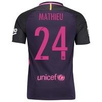 Barcelona Away Shirt 2016-17 - Sponsored with Mathieu 24 printing, Purple