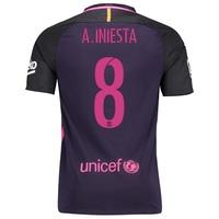 Barcelona Away Shirt 2016-17 - Sponsored with A. Iniesta 8 printing, Purple